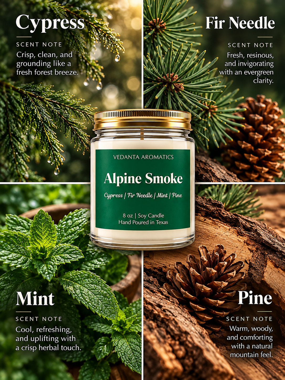 Alpine Smoke – Evergreen & Smoky Woods Soy Candle