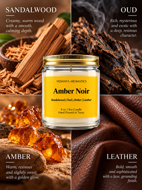 Amber Noir – Sandalwood & Smoky Oud Soy Candle