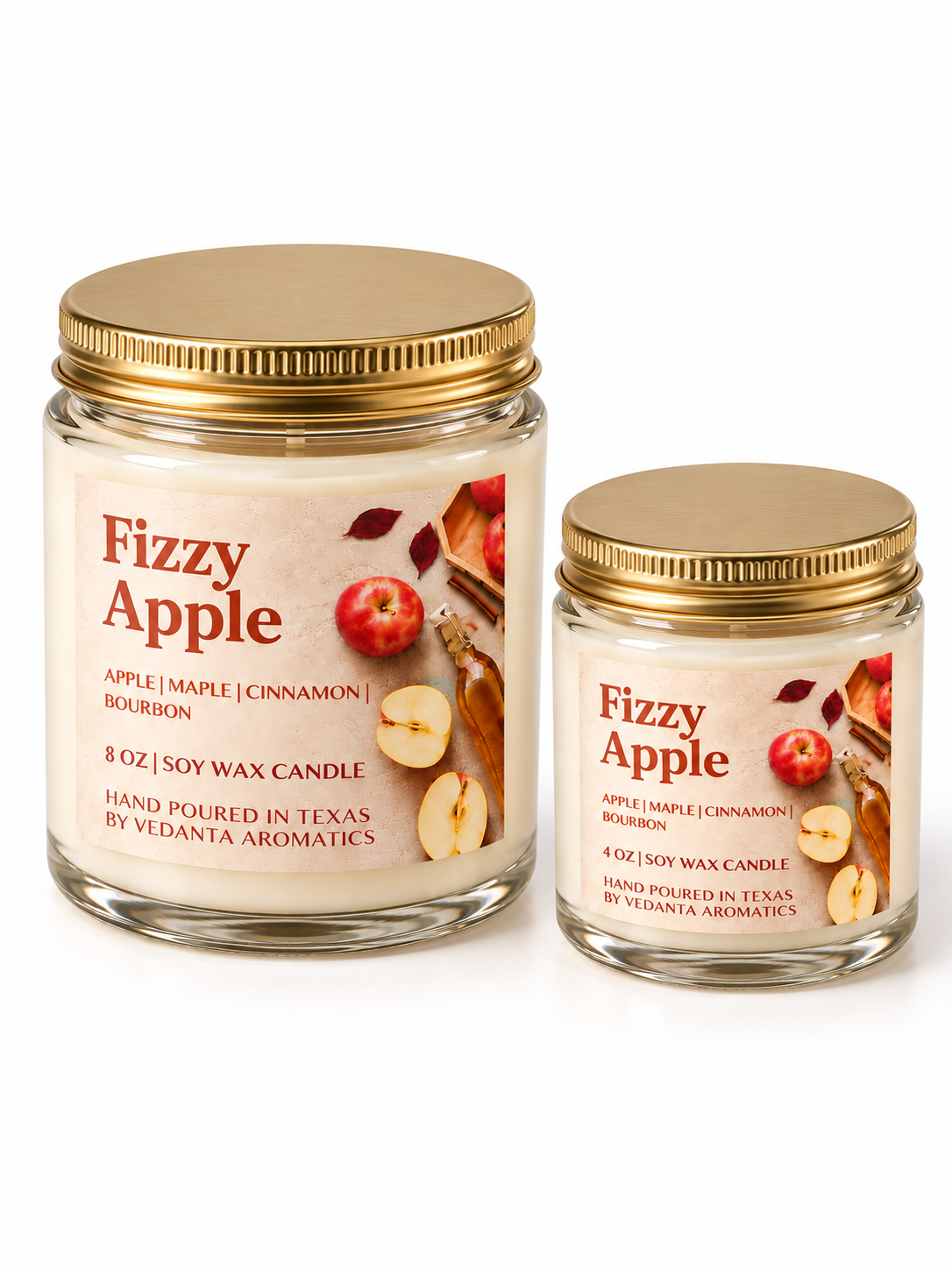 Fizzy Apple - Apple Maple Bourbon Holiday Candle -  4 oz | 8 oz