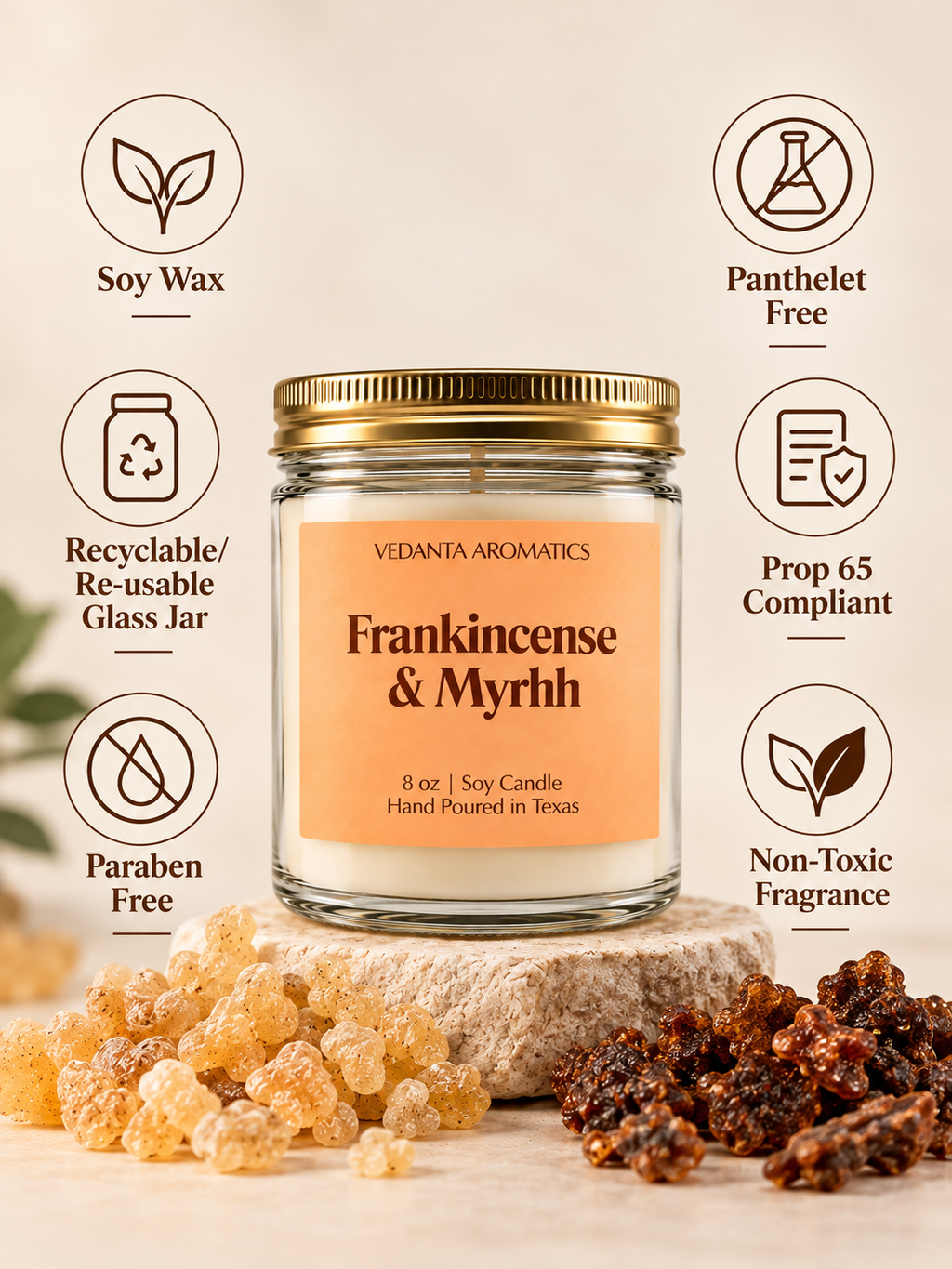 Frankincense & Myrrh - Soy Wax Candle 4 oz | 8 oz
