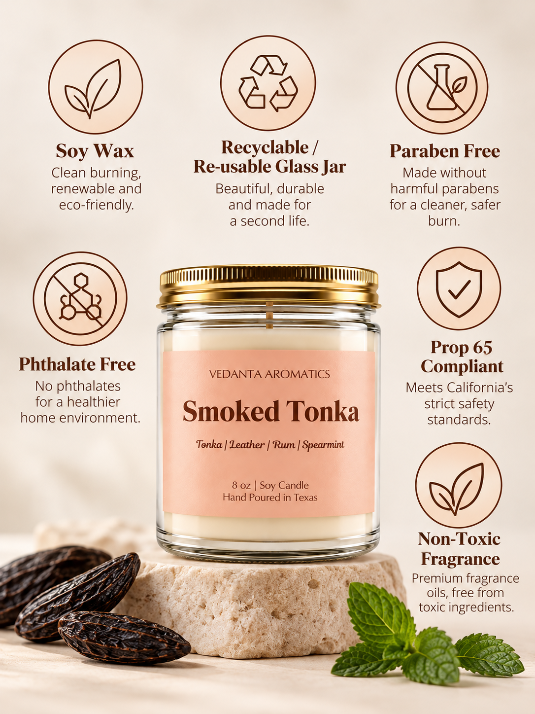 Smoked Tonka – Tonka, Leather & Oud Soy Candle