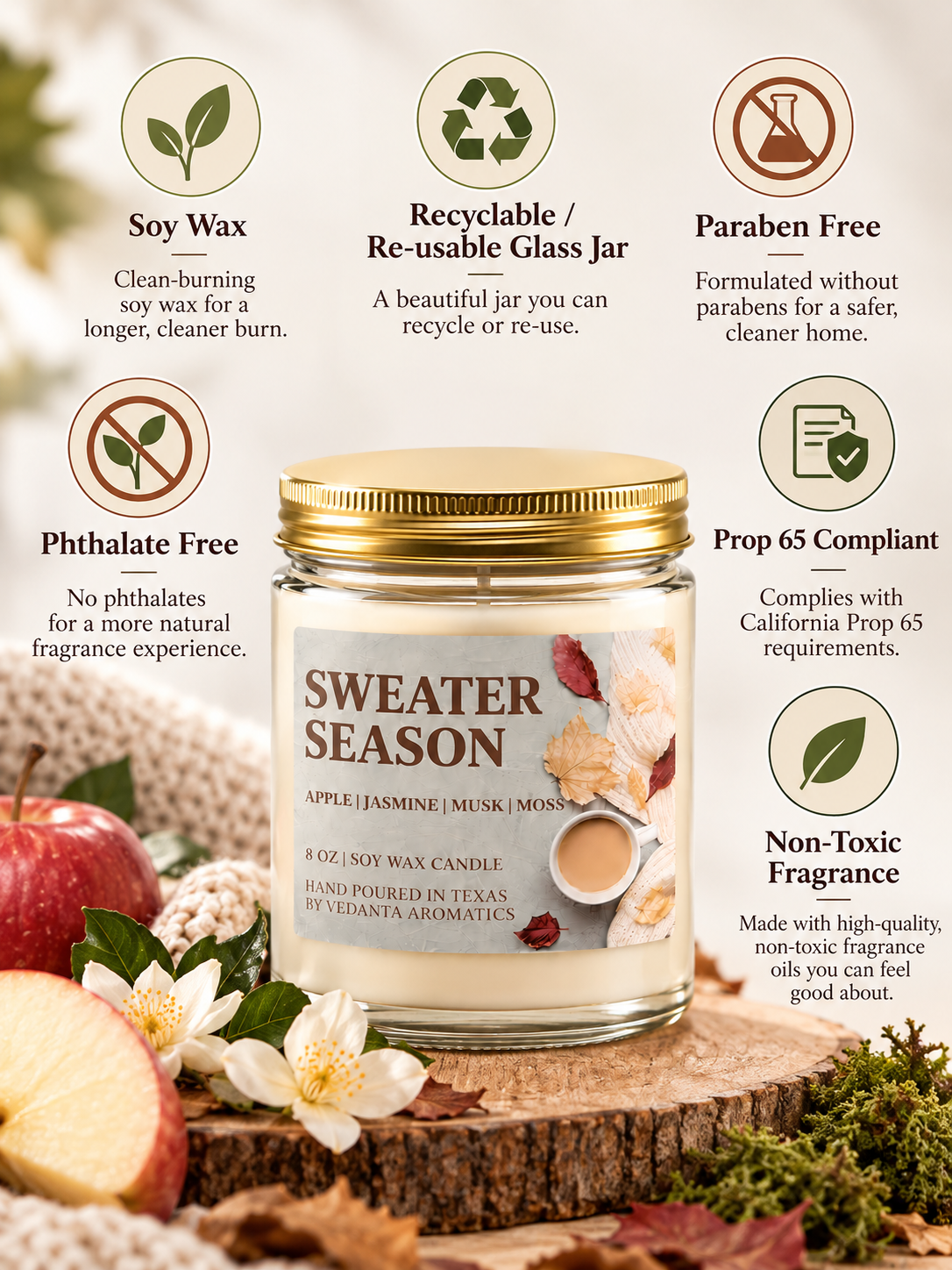 Sweater Season | Fresh Apple, Mint & Musk Soy Candle